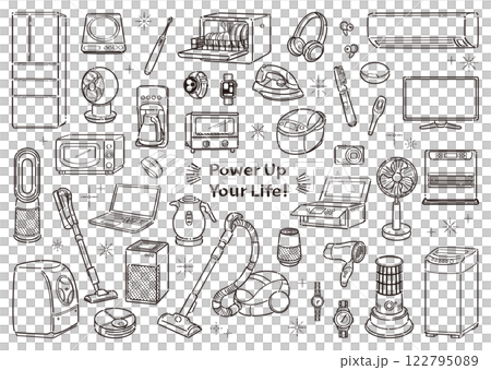 家電插圖集-新生活/獨居支持-線條畫 122795089