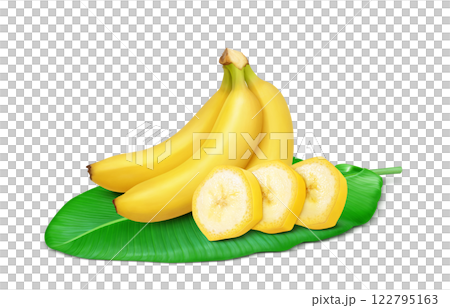 Banana illustration realistic white background Banana illustration realistic white background 122795163