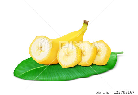 バナナ イラスト リアル 白バック バナナ イラスト リアル 白バック 122795167