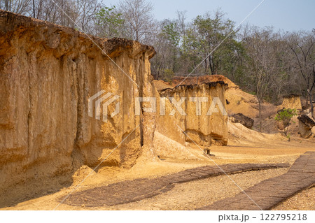 Stunning rock formations at Phae Mueang Phi Forest Park in Phrae, Thailand Stunning rock formations at Phae Mueang Phi Forest Park in Phrae, Thailand 122795218