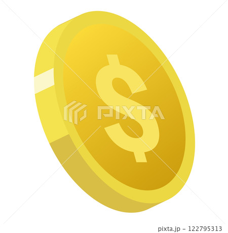 コインの形のアメリカドルのイメージのイラスト コインの形のアメリカドルのイメージのイラスト 122795313
