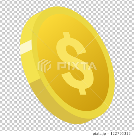 コインの形のアメリカドルのイメージのイラスト コインの形のアメリカドルのイメージのイラスト 122795313