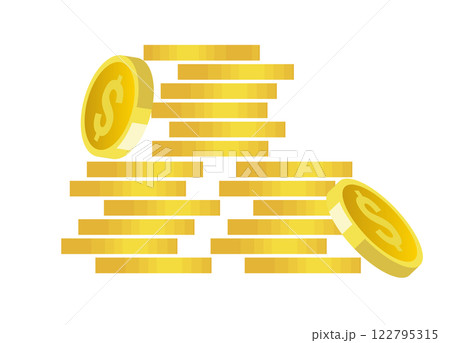 積み重なったコインの形のアメリカドルのイメージのイラスト 122795315