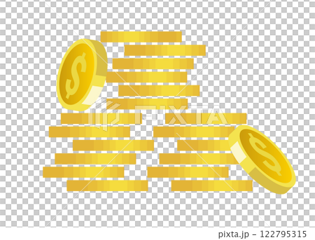 積み重なったコインの形のアメリカドルのイメージのイラスト 122795315