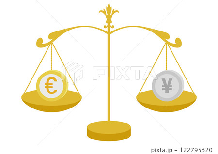 ユーロと日本の円の為替相場のイメージのイラスト ユーロと日本の円の為替相場のイメージのイラスト 122795320
