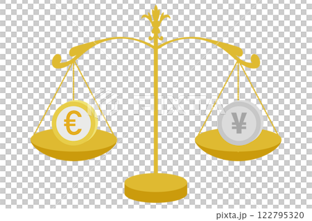 ユーロと日本の円の為替相場のイメージのイラスト ユーロと日本の円の為替相場のイメージのイラスト 122795320