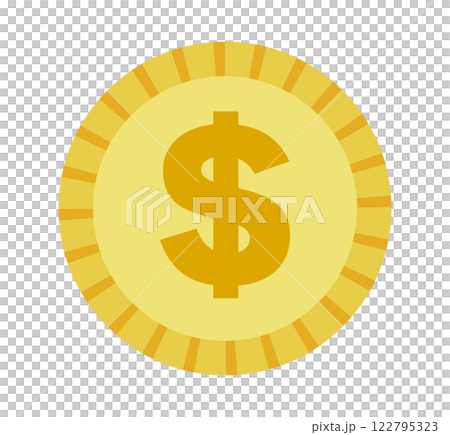 コインの形のアメリカドルのイメージのイラスト コインの形のアメリカドルのイメージのイラスト 122795323