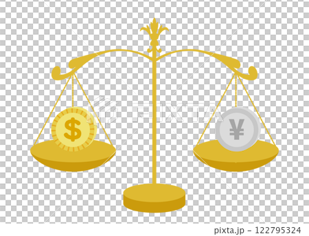 アメリカドルと日本の円の為替相場のイメージのイラスト アメリカドルと日本の円の為替相場のイメージのイラスト 122795324