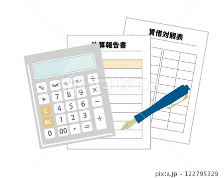 バランスシート、賃借対照表、企業の財務体質のイメージのイラスト 122795329