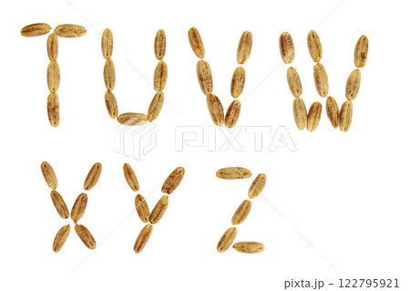Alphabet of date fruit seeds. 122795921