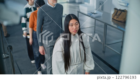 Queue of People with Diverse Ethnicity, Gender During Screening Procedures for Plane Flight Queue of People with Diverse Ethnicity, Gender During Screening Procedures for Plane Flight 122796193