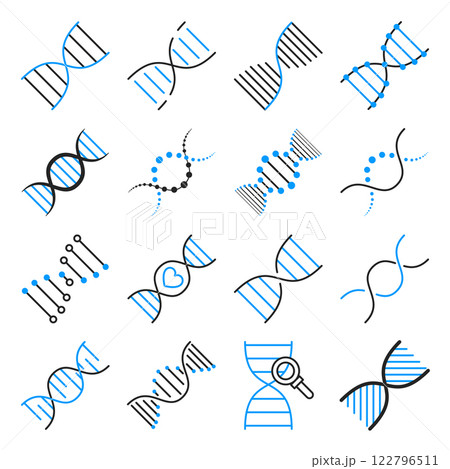 DNA line icon set vector isolated 122796511