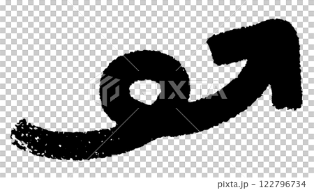 A rotating upward arrow to the upper right. A powerful magic hand-drawn style. Black version. 122796734