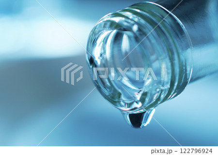 硝子のボトルからこぼれる水滴 122796924