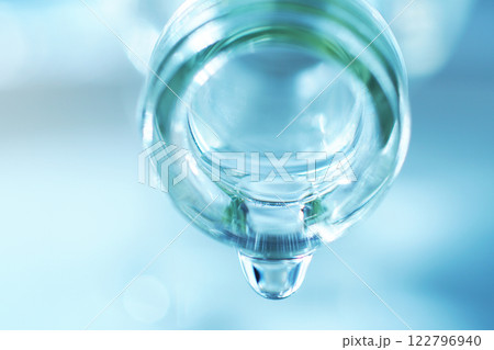 硝子のボトルからこぼれる水滴 122796940
