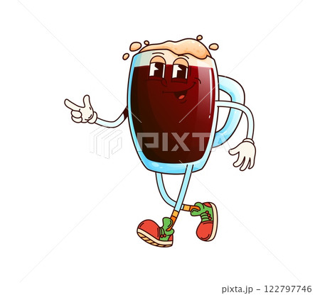 Kvass drink beverage groovy character. Pub dark beer mug cute groovy vector personage, bar ale tankard or craft brewery alcohol drink glass cup happy funky character. Oktoberfest beer mug mascot Kvass drink beverage groovy character. Pub dark beer mug cute groovy vector personage, bar ale tankard or craft brewery alcohol drink glass cup happy funky character. Oktoberfest beer mug mascot 122797746