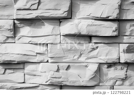 Stacked gray stone wall textured surface. Neural network AI generated 122798221