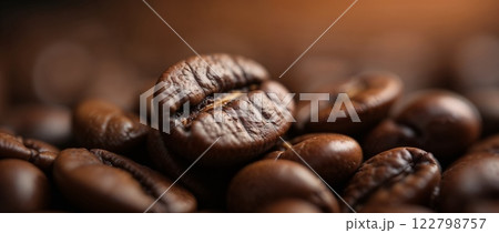 Close-up of coffee beans, freshly roasted 122798757