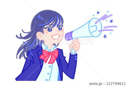 メガホンを持つ女子学生 メガホンを持つ女子学生 122799611