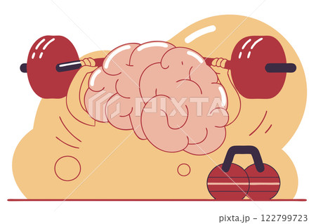 Brain lifting barbell. Brain workout. Mind exercises and training Brain lifting barbell. Brain workout. Mind exercises and training 122799723