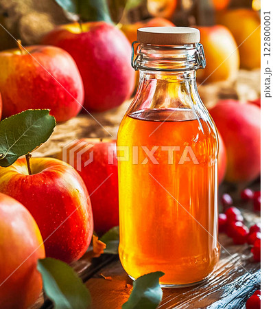 Freshly squeezed apple juice drink with fresh red apples. Freshly squeezed apple juice drink with fresh red apples. 122800001