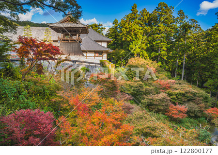 紅葉に包まれる秋の浜松市の方広寺の風景(静岡県) 122800177