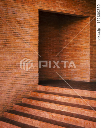Brick wall panel Building space Stair step Architecture details  122800280