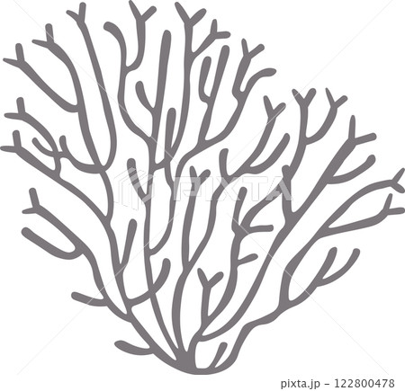 Stylized gray coral featuring numerous branching formations, thriving against a clean white background, perfect for enhancing marine themed designs or serving as an elegant decorative element Stylized gray coral featuring numerous branching formations, thriving against a clean white background, perfect for enhancing marine themed designs or serving as an elegant decorative element 122800478