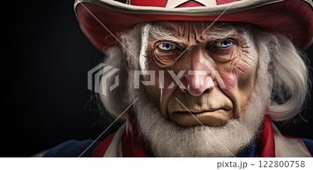 Uncle Sam independence day poster design. United States of America. Ai Generative 122800758