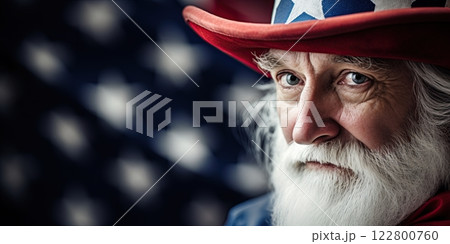 Uncle Sam independence day poster design. Empty space to add text or your design. Ai Generative 122800760