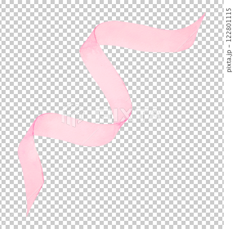 Pink watercolor hand drawn ribbon with elegant flowing movement. A perfect addition to wedding invitations, greeting cards, scrapbooking, and packaging. Great for festive, feminine artistic designs 122801115