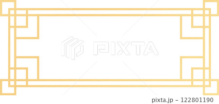 Golden art deco frame creates a sophisticated border, adding a touch of vintage elegance and geometric charm to any design, perfect for invitations, posters, or decorative elements 122801190