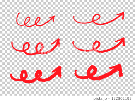ペンの手書きの矢印セット_赤 122801195