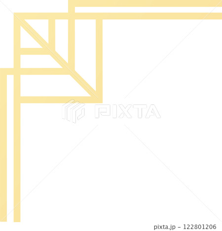 Geometric cream colored frame corner with art deco style creating an elegant and decorative border, perfect for adding a touch of vintage sophistication to any design 122801206