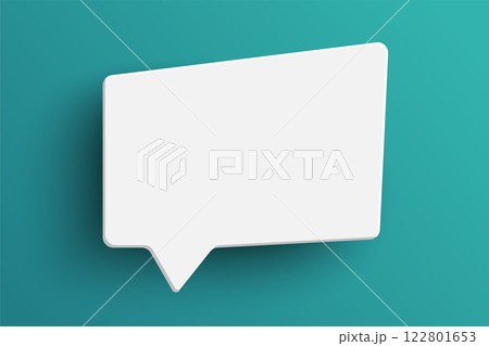 White rectangle speech bubble on green background 122801653