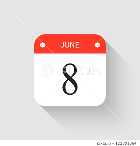 Vector icon page day calendar - 8 June month 122801664