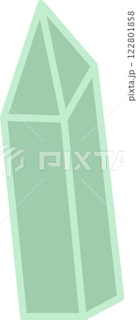 Illustration of a light green crystal with sharp edges, representing concepts of purity, energy, and healing, isolated on a white background, suitable for wellness and esoteric themes 122801858