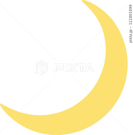 Simple vector illustration of a crescent moon shining bright in a clear night sky, perfect for projects related to astronomy, night, and the lunar cycle Simple vector illustration of a crescent moon shining bright in a clear night sky, perfect for projects related to astronomy, night, and the lunar cycle 122801899