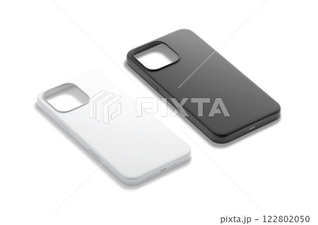 Blank black and white matte phone case mockup, side view 122802050