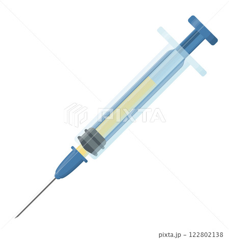 Medical Syringe with Needle and Yellow Liquid for Healthcare and Vaccination 122802138