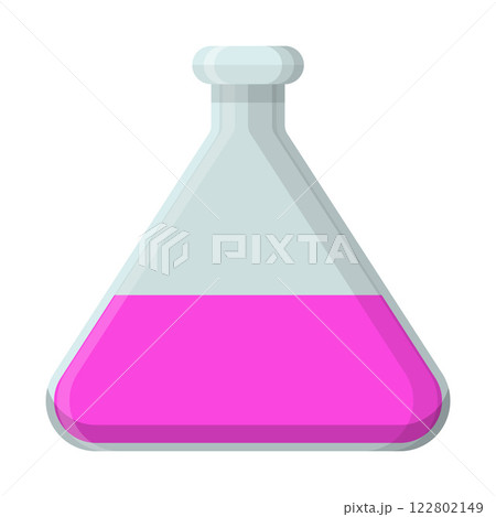 Laboratory Flask with Pink Liquid for Science and Research Experiments 122802149