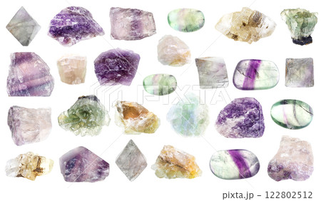 natural specimens of uncut fluorite rocks cutout natural specimens of uncut fluorite rocks cutout 122802512
