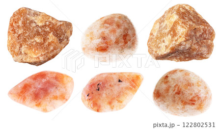 natural specimens of uncut sunstone rocks cutout 122802531