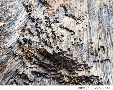 cliff surface from basalt columns in Garni Gorge 122802538