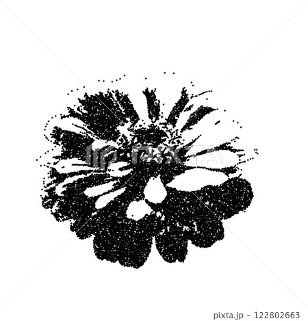 Flower collage sticker. Photocopy monochrome effect chrysanthemum. Brutal dotted retro floral. Botanical element. Vector stippled nature dahlia illustration isolated on white background Flower collage sticker. Photocopy monochrome effect chrysanthemum. Brutal dotted retro floral. Botanical element. Vector stippled nature dahlia illustration isolated on white background 122802663