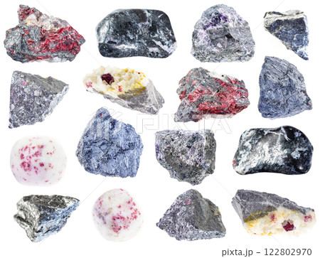 natural specimens of uncut stibnite rocks cutout 122802970