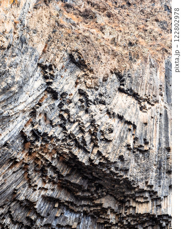 surface of wall in Garni Gorge from basalt columns surface of wall in Garni Gorge from basalt columns 122802978