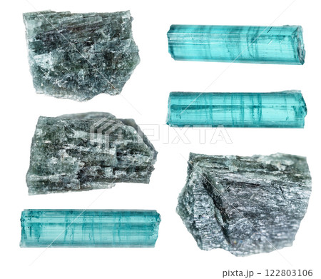 natural specimens of uncut indicolite rocks cutout natural specimens of uncut indicolite rocks cutout 122803106