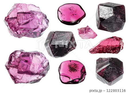 natural specimens of uncut rhodolite rocks cutout 122803116