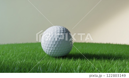 Golf Ball Resting on Lush Green Lawn in Soft Light Golf Ball Resting on Lush Green Lawn in Soft Light 122803149